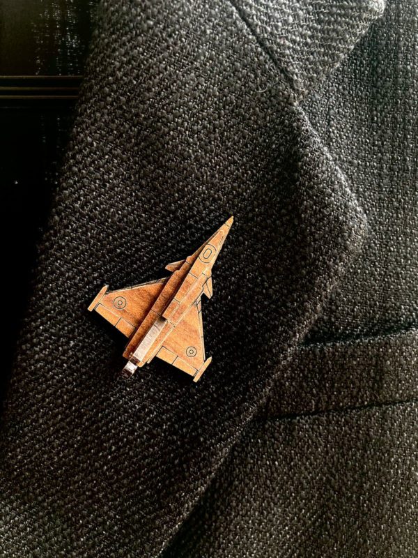 Rafale jet wooden lapel pin